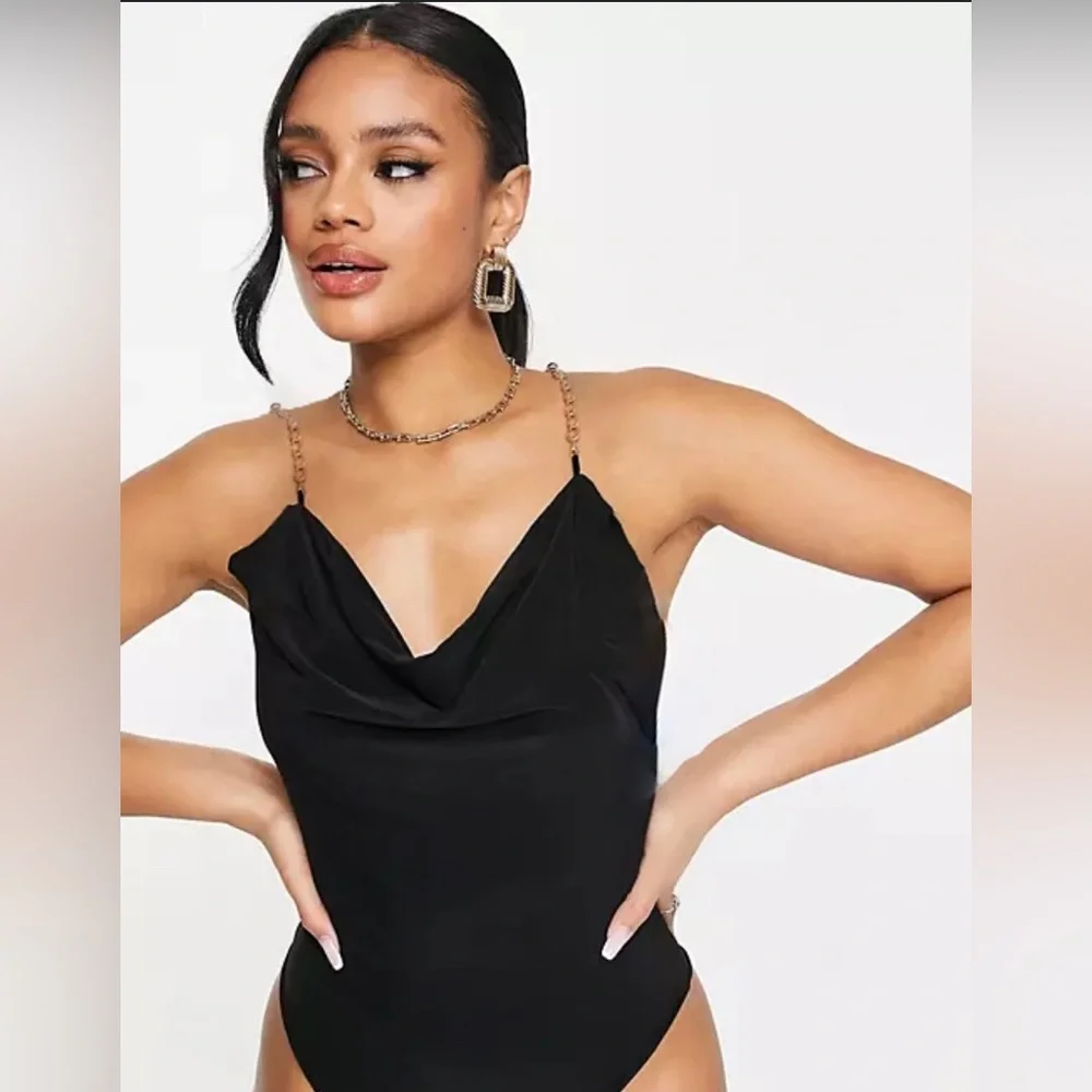 Black Chain-Strap Bodysuit